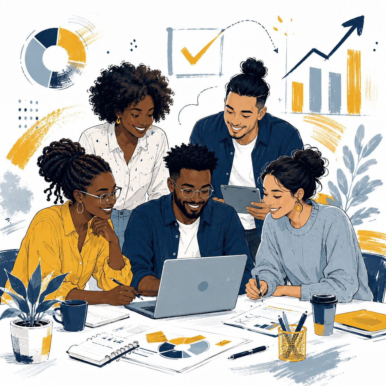 Collaboration in creative teamwork environment