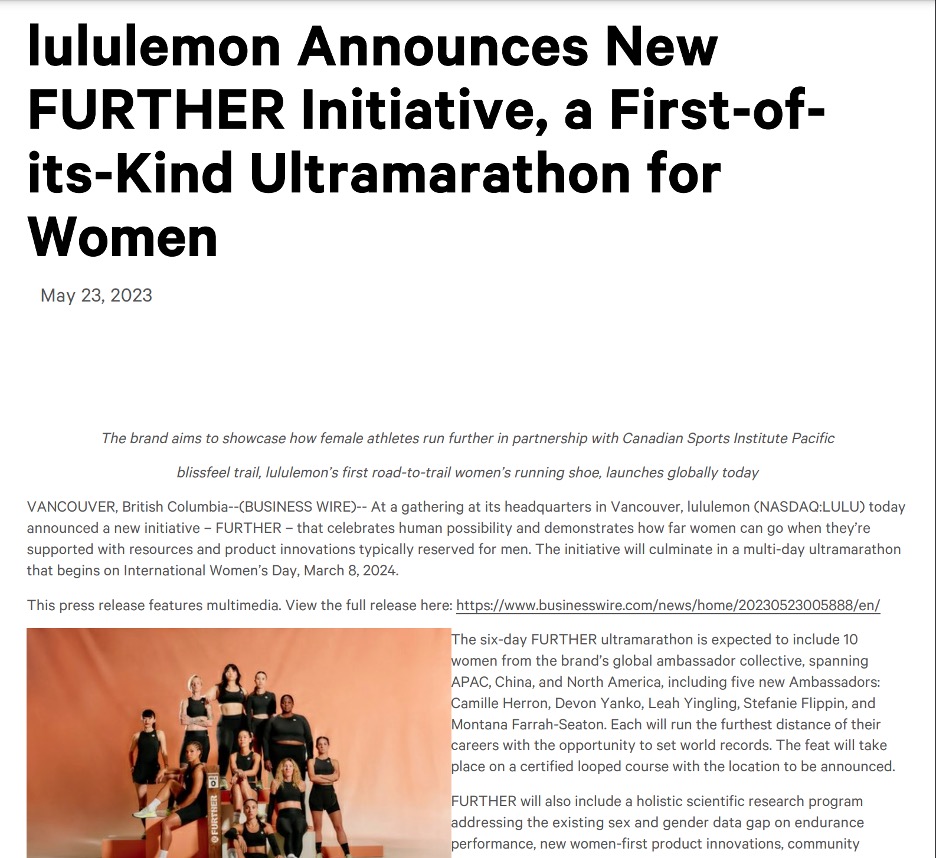 Lululemon Press Release