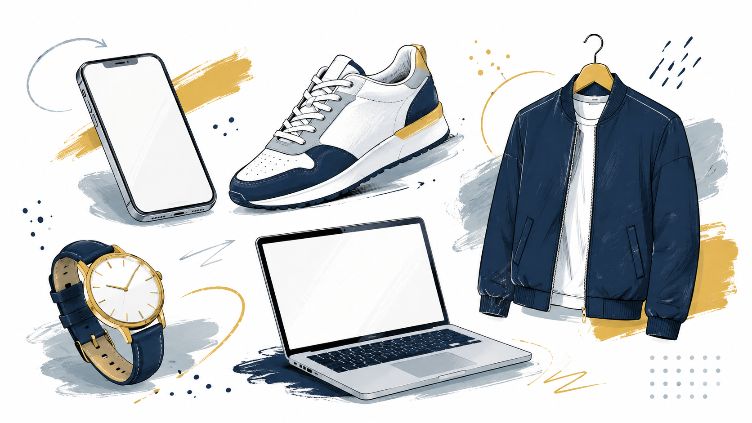 Modern lifestyle accessories flat-lay collage