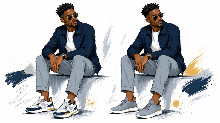 Stylish sneaker comparison on white backdrop