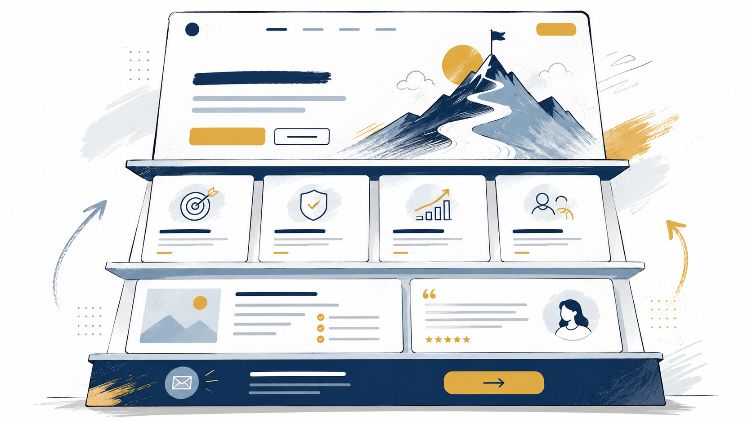 Web UI mockup with layered design