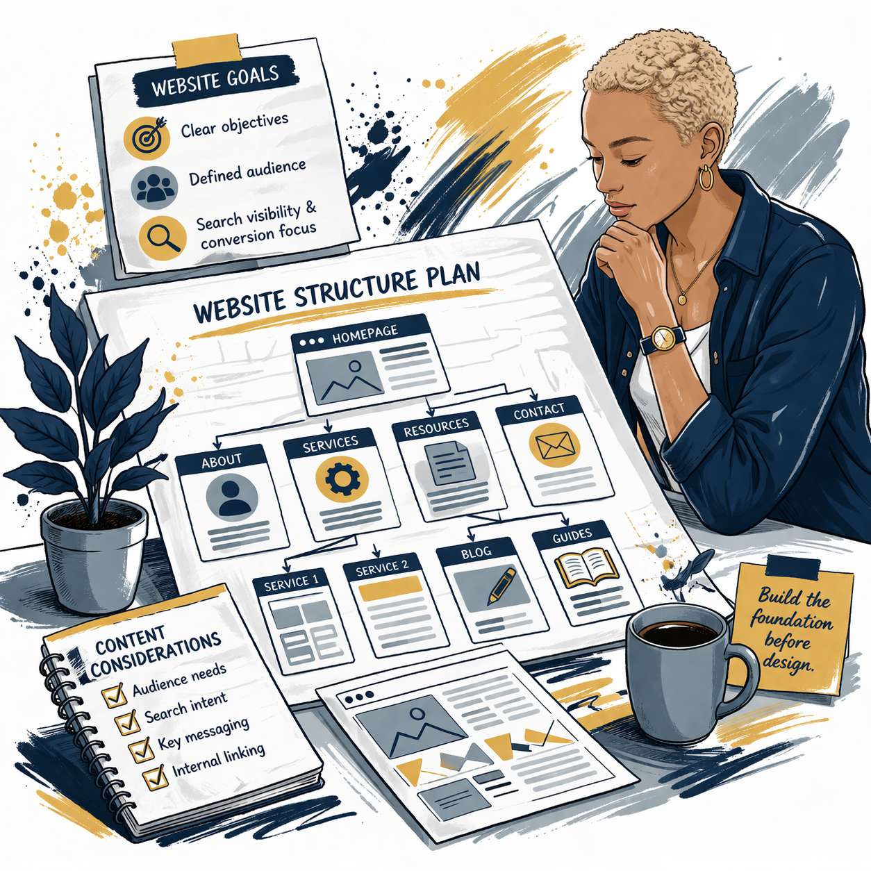 Black Woman With Short Hair With A Website Plan