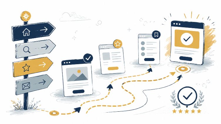 Website journey roadmap with success path